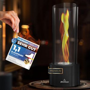 GLANZFEUER® Tischkamin -PremiumEthanol Tischkamin Tischfeuer Outdoor & Tischfeuer Indoor - Hochwertiger Bioethanol Tischkamin Outdoor Tisch Feuer