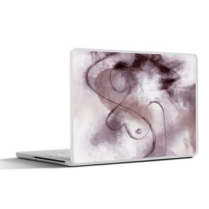 MuchoWow® Laptop Aufkleber Sticker Cover Frau - Abstrakt - Linienkunst - Porträt - Lila 30x22 cm - Laptop-Sticker