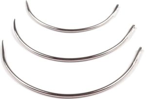 3 gebogene Nadeln 3,5-5,0cm, Rundnadeln Nähnadeln Polsternadeln Sattlernadel Ledernadel