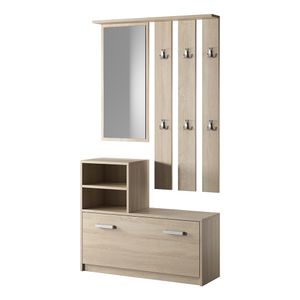 Selsey Flurgarderobe YESFIR - Garderoben-Set in Sonoma Eiche - Schuhschrank, Wandpaneel, Spiegel -  85 cm breit