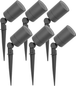 Ledvion 6er Pack LED Gartenstrahler,  Aluminium Antraciet,  IP65,  GU10 Fassung, 1 Meter Kabel,  LED-Strahler,  LED-Gartenstrahler für Draußen