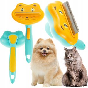 HappyPet - Katzenkamm-Bürste, Katzenbürste - Entfernen Sie die in der Bürste verbliebenen Haare auf Knopfdruck - für alle Haartypen