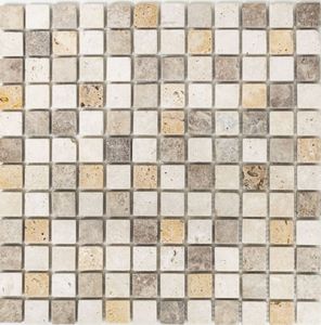 Mosaik Fliese Travertin Naturstein beige braun Travertin tumbled MOS43-46380