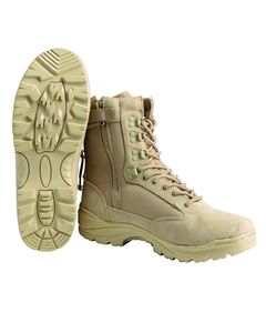Mil-Tec - TACTICAL BOOT M.YKK ZIPPER Khaki Einsatzstiefel Outdoor Reißverschluss Beige Schuhe Größe 41 (US8)