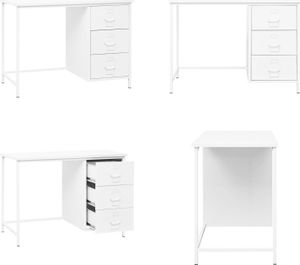 vidaXL Biurko w stylu industrialnym z szufladami białe 105x52x75 cm - Biurko - Biurka - Biurko do domu - Biurko do pracy