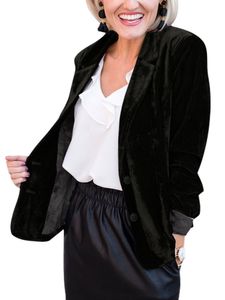 Damen Button Down Cardigan Jacke Arbeit Single Breasted Outwear Slim Fit Revers Blazer, Farbe: Schwarz, Größe: L