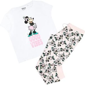 Disney - "Good Vibes" Schlafanzug mit langer Hose für Damen TV571 (L) (Weiß/Pink/Blau)