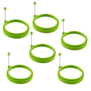 6 Pack Ei Ring,Spiegeleiform für Bratpfanne Ei Ringe Silikon Pfannkuchenform Rund Omelett Form Für Eier Kochen(Grün)