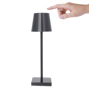 Kabellose dimmbare LED Akku Tischleuchte Touch Tischlampe Lampe Wohnzimmer Nachttischlampen(schwarz)