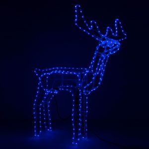 LED Rentier mit Schlitten Beleuchtet Lichtschlauch 288 LED Weihnachten 115 cm - Blau