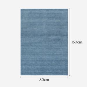 MY-RUG Teppich,Devi, 150x80, Handloom Wollteppich blau,  handgewebter Teppich, meliert, reine Schurwolle, Natürliches Design, rechteckig