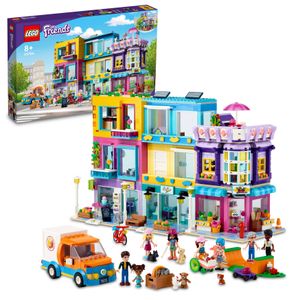LEGO 41704 Friends Wohnblock in Heartlake City mit Friseursalon und Café, Puppenhaus mit 7 Minipuppen, Hausmodell mit Wohngebäuden, Geschenkidee Weihnachten