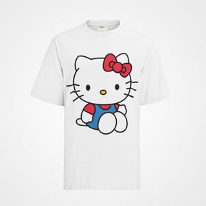 Bio Baumwolle Damen T-Shirt Oversize Hello Kitty Hallo Sitzt Katze Süße Katze