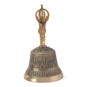 NKlaus Glocke mit Dorje Griff Kupfer-Zink 21cm Tibetisches Meditationsglocke Handglocke 2599