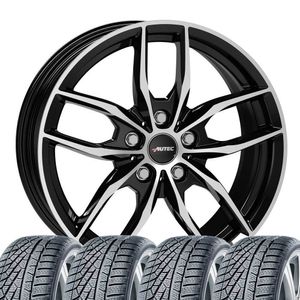 4 kompletne koła zimowe Bavaris 7,5x18 ET 25 5x112 czarne polerowane z oponami 225/60 R18 104V Continental WinterContact TS 870 P XL M+ do BMW X3 X4