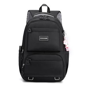 Školní batoh dámský, batoh cestovní školní tašky pro dospívající dívky lehké příčinné denní batoh nepromokavé Bookbag, černá