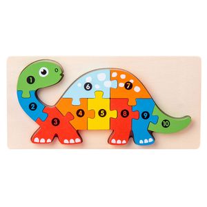 3D Verkehr Tier Dinosaurier Puzzle Blöcke mit numerischen Eingabeaufforderungen, geeignet für Kinder im Alter von 18 Monate und höher,Brachiosaurus