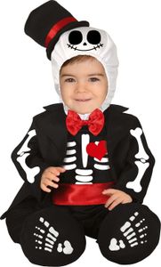 Herr Skelett Baby Kapuze Hut Jumpsuit Fliege Füßlinge, Größe: 18 - 24 Monate Farbe: Schwarz