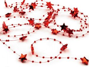 10m rot Sterne Perlenband Perlenkette Perlengirlande Perlenschnur Weihnachten Advent Deko Perlen Tischdeko Meterware