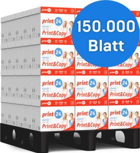 print24 Druckerpapier Kopierpapier 150000 Blatt A4 80g Premium Weiß PEFC