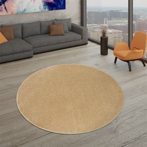 Wohnzimmer Teppich Kurzflor Unifarbendes Design Modern Und Zeitlos Größe Ø 120 cm Rund