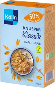 Kölln Knusper Klassik Hafer-Müsli "50 % weniger Zucker", 500g