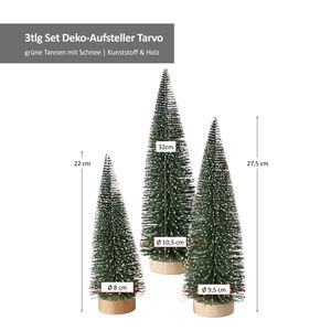 3tlg Deko-Aufsteller Tarvo H22-32cm grüne Tanne Weihnachts-Baum Advent X-Mas