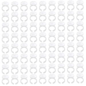 200 Stück Wimpernkleber Halter Kleber Ring Cups Wimpernverlängerung Volumen Wimpern Quick Blossom Cups für Wimpernverlängerung Versorgung(Weiß, rund)