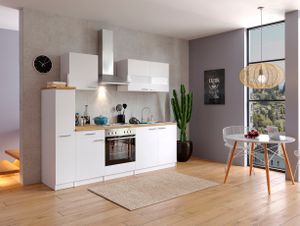 Küche Küchenzeile Küchenblock Einbauküche Weiß  Malia 240 cm Respekta