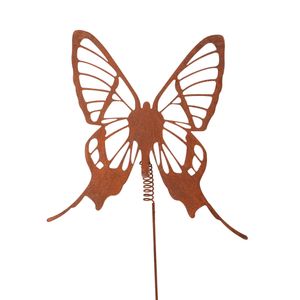UNUS®  Schmetterling mit Wackelfeder Gartendeko Gartenstecker aus Edelrost Mittel