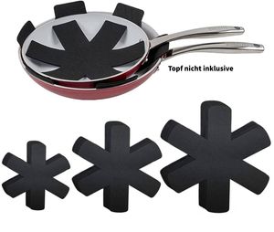 Pfannenschoner Filz, Pan Protectors, 12 Stück Pfannenschut, rutschfest Stapelschutz, Home Pfannenschoner, Pfannenschutz Schutzmatte, Größenverstellbarer Topftrenner, 3 Größen, Schwarz