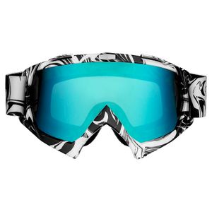 Motocross Brille weiß mit blau-grünem Glas