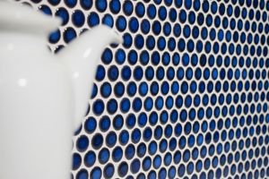 Handmuster Knopfmosaik LOOP Rundmosaik dunkelblau kobalt Wand Küche Dusche BAD MOS10-0405_m