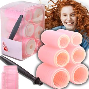 6 Stücke Lockenwickler locken Set Hitzefreie Jumbo Groß Kleine Lockenwickler Selbsthaftend Hair Rollers Klammern 25mm 33 mm 43 mm Retoo