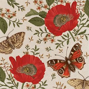 PAW DECOR Serwetki Dekoracyjne Motyle Bibuła Wielokolorowy 33x33cm 20 SZT