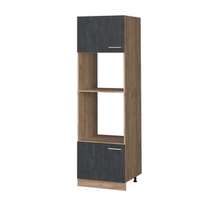 Vicco Mikrowellenschrank R-Line, 60 cm, Schwarz Beton/Goldkraft Eiche