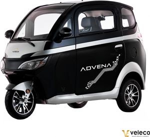 VELECO ADVENA Kabinenroller - 1500 W - Elektromoped - 45 km/h - 2-Sitzer - LED Beleuchtung - Kabinenmoped - E-Fahrzeug (Schwarz)