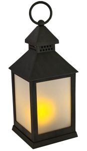 Laterne LED mit Timer batteriebetrieben flackerndes Licht Windlicht schwarz Deko Höhe 27,5 cm