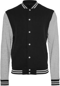 Build Your Brand Herren College Jacke Sweat Jacket BY015 Black/Heather Grey 4XL