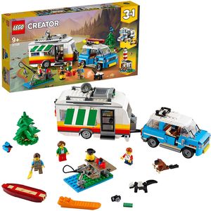 LEGO 31108 Creator 3-in-1 Campingurlaub Spielset mit Auto, Wohnmobil, Campingbus, Leuchtturm, Sommer-Bauspielzeug