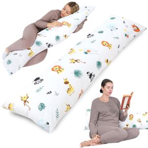 Seitenschläferkissen mit Bezug Baumwolle 40 x 145 cm - Komfortkissen Schlafkissen Seitenschläfer Body Pillow Seitenschlafkissen Safari