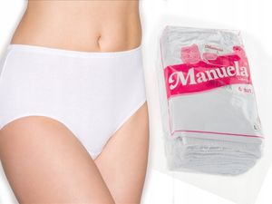 Lama MANUELA dámske 6-packové nohavičky do pása, 100% bavlna plus size, biela, M