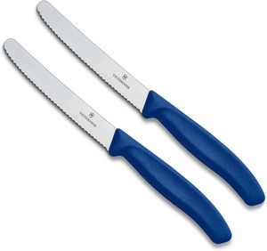 Victorinox 2-tlg Tafelmesser Set Swiss Classic Blau mit Wellenschliff - Ergonomischer Griff, Spülmaschinengeeignet