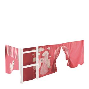 Vorhang Prinzessin 3-teilig 100% Baumwolle Stoffvorhang inkl Klettband für Hochbett rosa pink Kinderzimmer Spielbett Etagenbett Stockbett Kinderbett Gardine