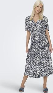 ONLY Lockeres Kleid Midi Basic Kurzarm V-Ausschnitt Größe: M