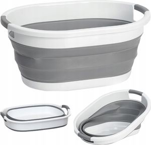 Korbi | Wäschekorb Faltbar 25L - Grau-Weiß - Multifunktional - Platzsparend und Praktisch