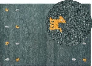 BELIANI Gabbeh Teppich Grün Wolle 160 x 230 cm Handgetuftet Western-Tiermotiv Rustikales Design