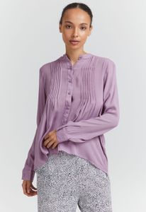 Ichi IHMARRAKECH SO SH2 Damen Bluse Langarm mit Stehkragen und Plisseefalten