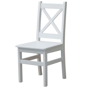 Krížová stolička z masívneho borovicového dreva v bielej farbe