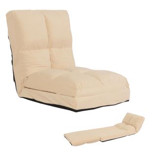 Bodensessel HWC-N45, Schlafsessel Klappsessel Funktionssessel, Schlaffunktion faltbar Stahlrahmen Samt  beige